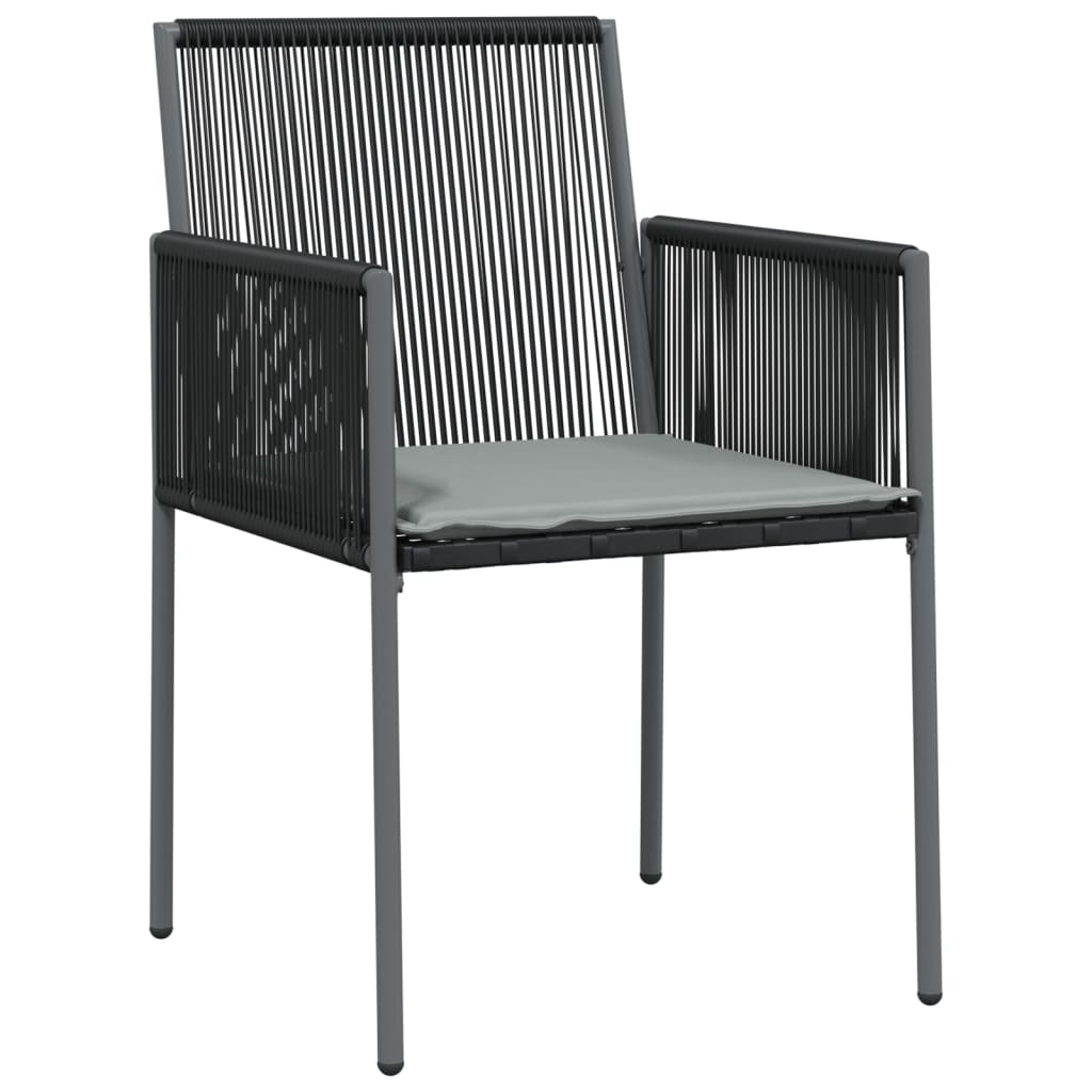 vidaXL Patio Chair Outdoor Chair with Cushions Patio Set Black Poly Rattan-13