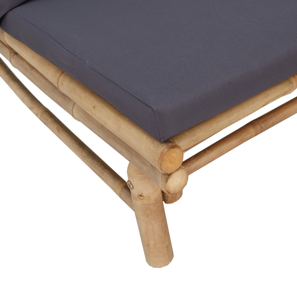 vidaXL Patio Bench with Dark Gray Cushions Bamboo-3