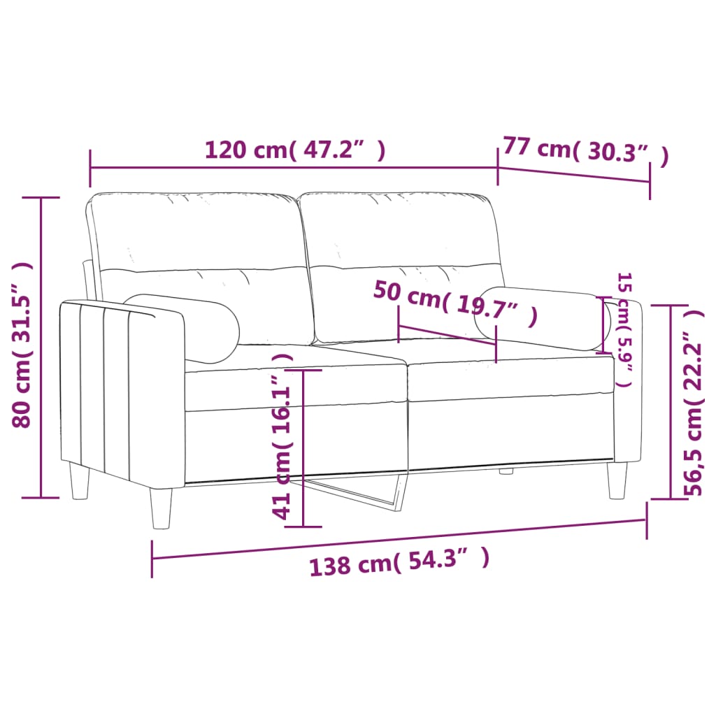vidaXL Sofa Accent Upholstered 3-Seater Sofa Couch with Throw Pillows Fabric-28