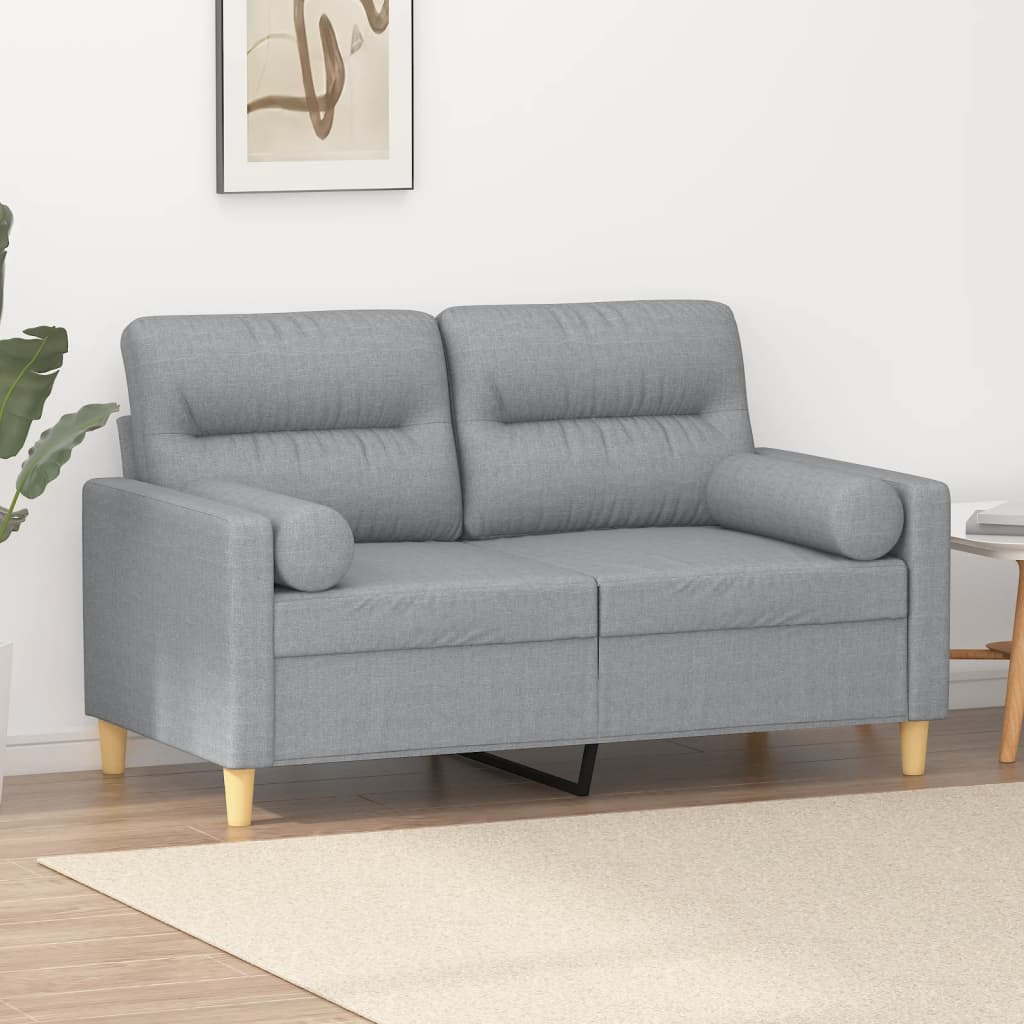 vidaXL Sofa Accent Upholstered 3-Seater Sofa Couch with Throw Pillows Fabric-25