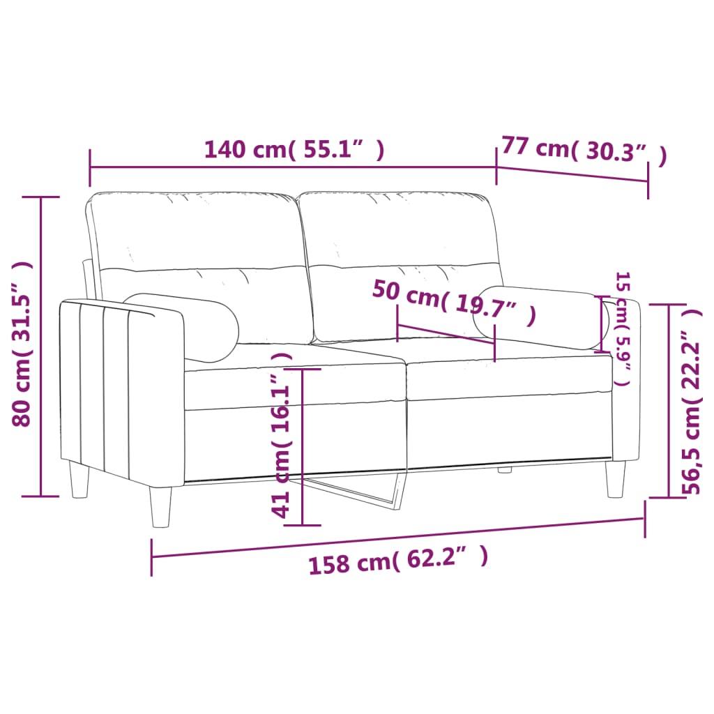vidaXL Sofa Accent Upholstered 3-Seater Sofa Couch with Throw Pillows Fabric-23