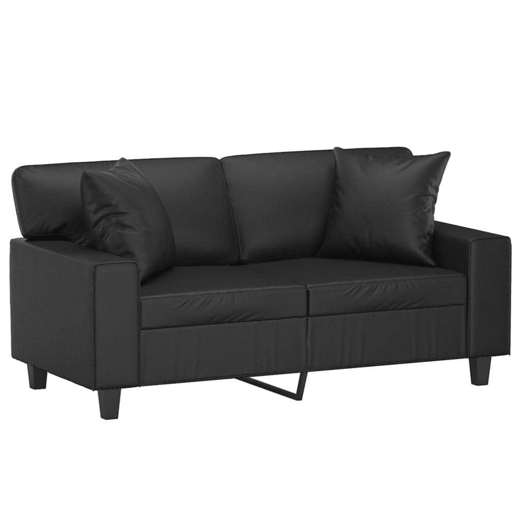 vidaXL 2-Seater Sofa with Throw Pillows Loveseat Couch Black Faux Leather-6