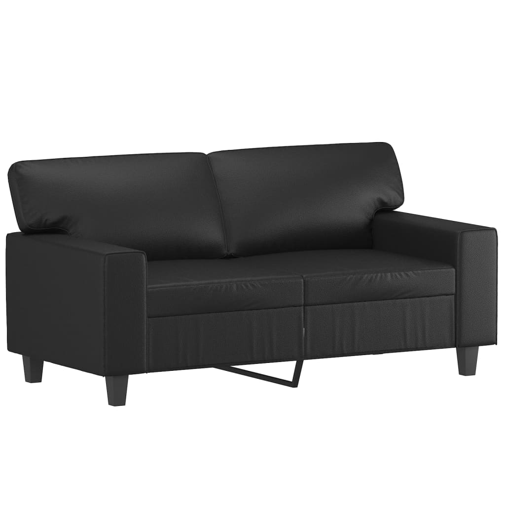 vidaXL 2-Seater Sofa with Throw Pillows Loveseat Couch Black Faux Leather-8