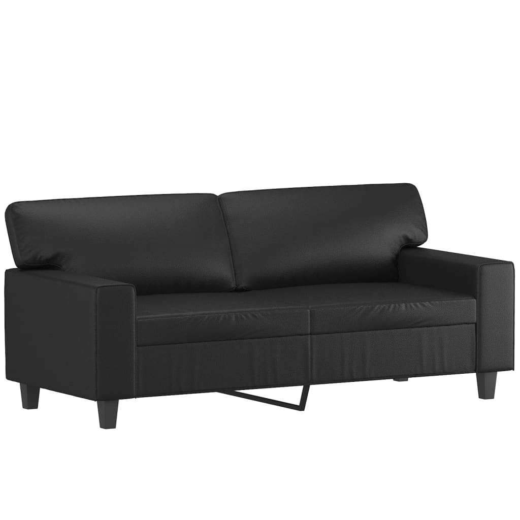 vidaXL 2-Seater Sofa with Throw Pillows Loveseat Couch Black Faux Leather-5