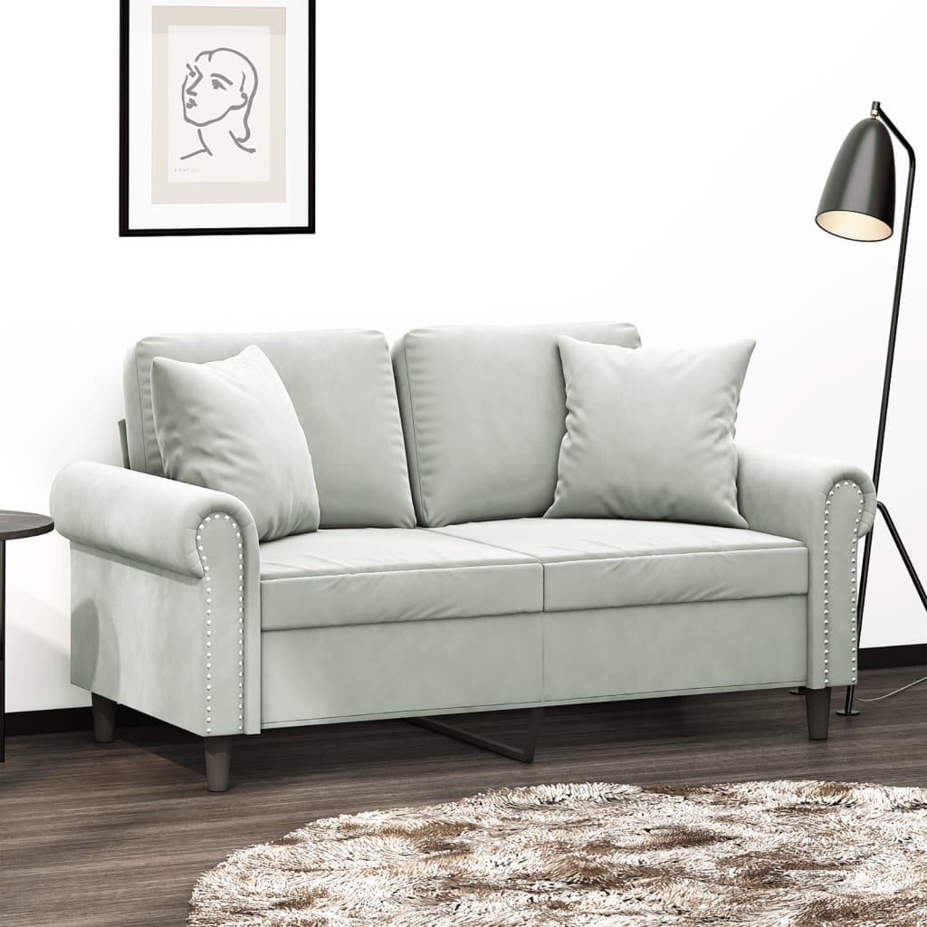 vidaXL 2-Seater Sofa with Throw Pillows Accent Loveseat for Living Room Velvet-0
