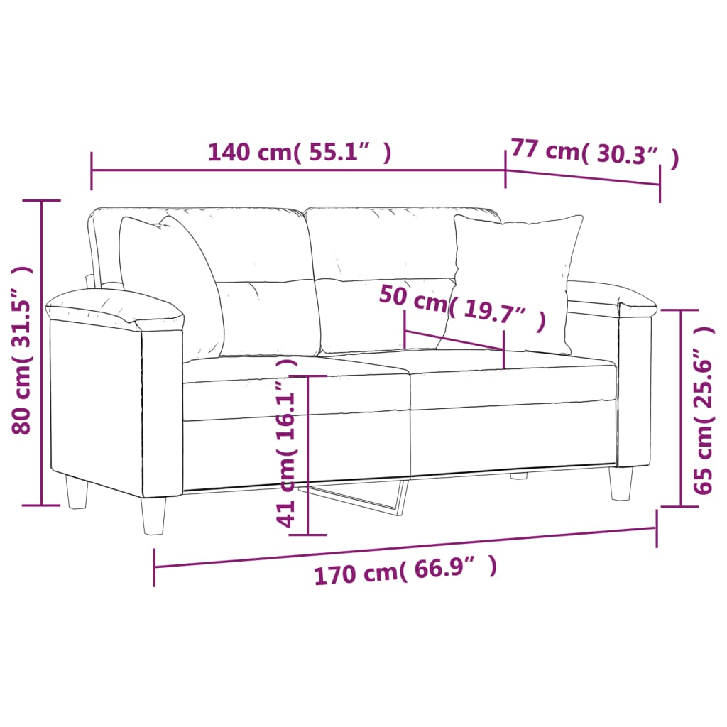 vidaXL 3-Seater Sofa with Pillows Couch Settee Dark Gray Microfiber Fabric-13