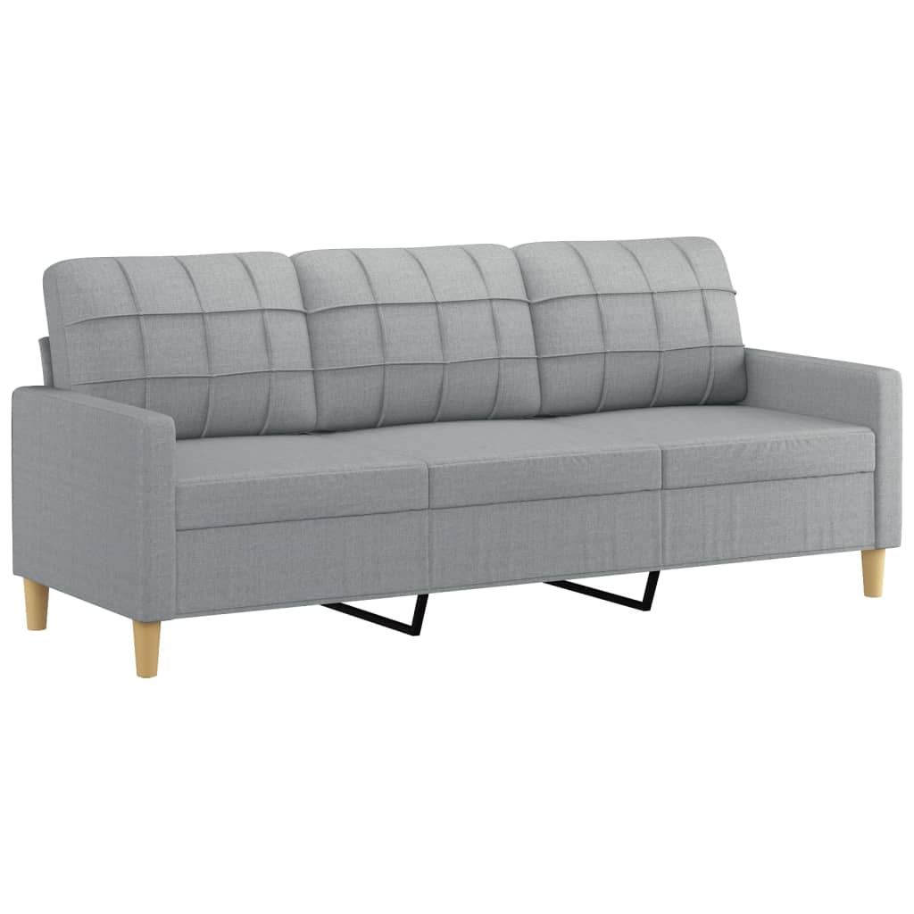 vidaXL Sofa Accent Upholstered 3-Seater Sofa Settee with Footstool Fabric-3