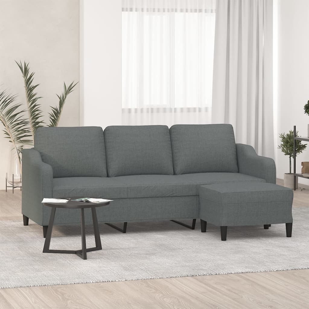 vidaXL Sofa 3-Seater Couch Sofa Armchair with Footstool for Living Room Fabric-2