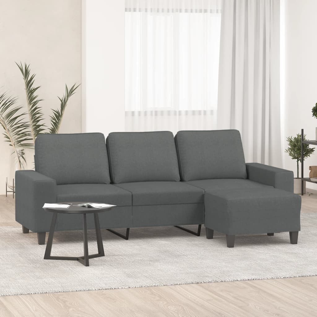 vidaXL Sofa 3-Seater Couch Sofa Armchair with Footstool for Living Room Fabric-2
