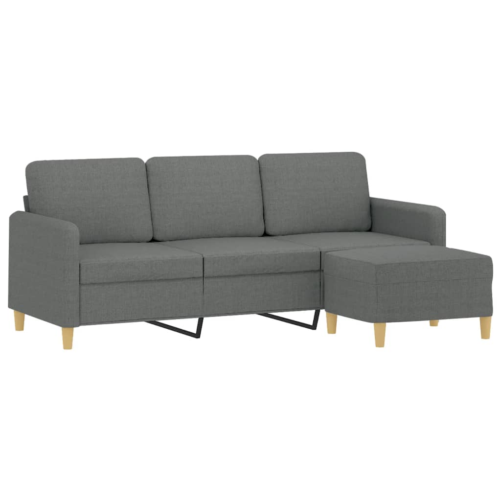 vidaXL Sofa 3-Seater Couch Sofa Armchair with Footstool for Living Room Fabric-0