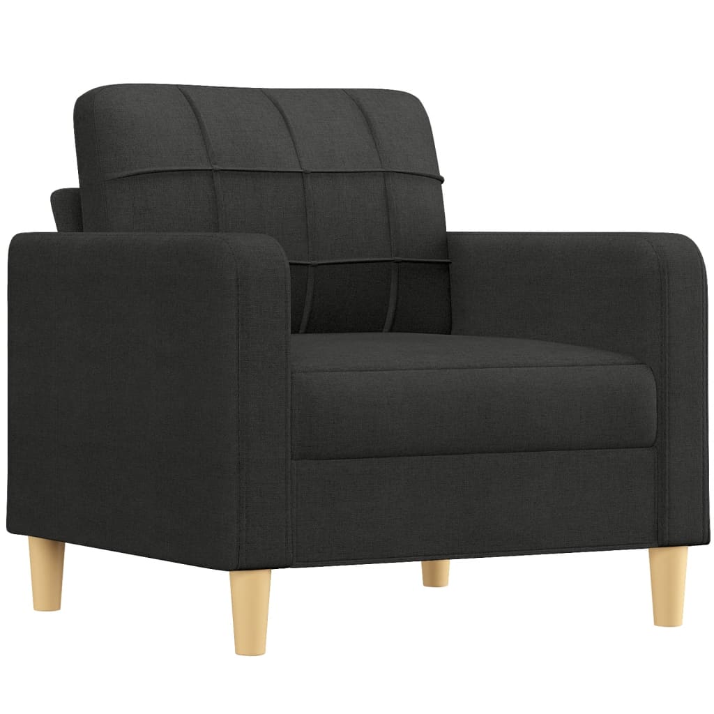 vidaXL 3 Piece Sofa Set with Cushions Black Fabric-1
