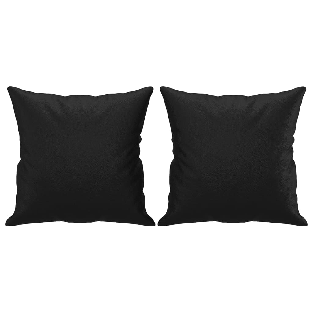 vidaXL 3 Piece Sofa Set with Pillows Black Faux Leather-4