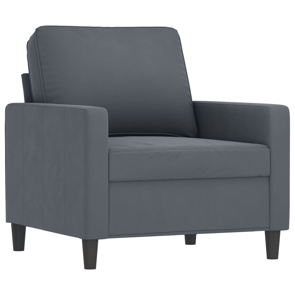 vidaXL 3 Piece Sofa Set with Cushions Dark Gray Velvet-1