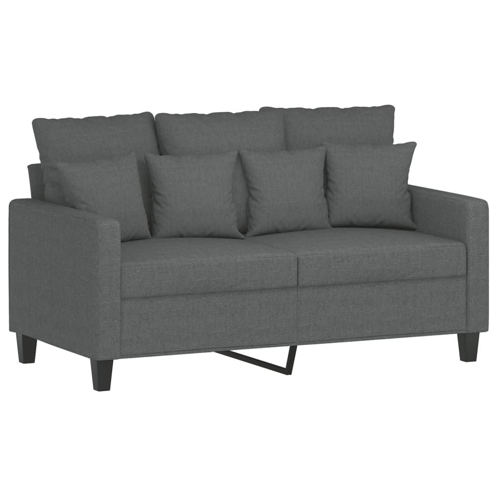 vidaXL 2 Piece Sofa Set with Cushions Dark Gray Fabric-1