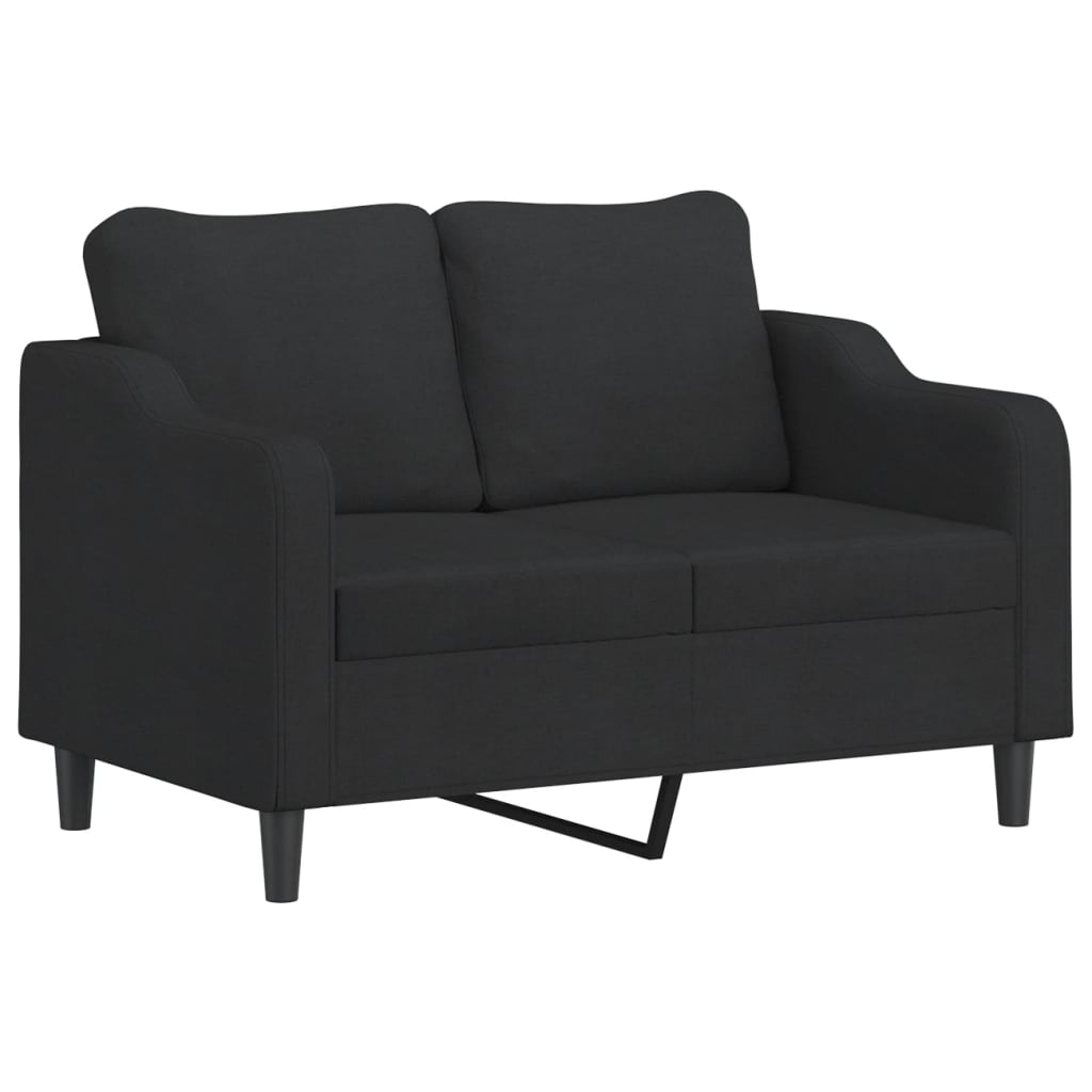 vidaXL 2 Piece Sofa Set with Cushions Black Fabric-1