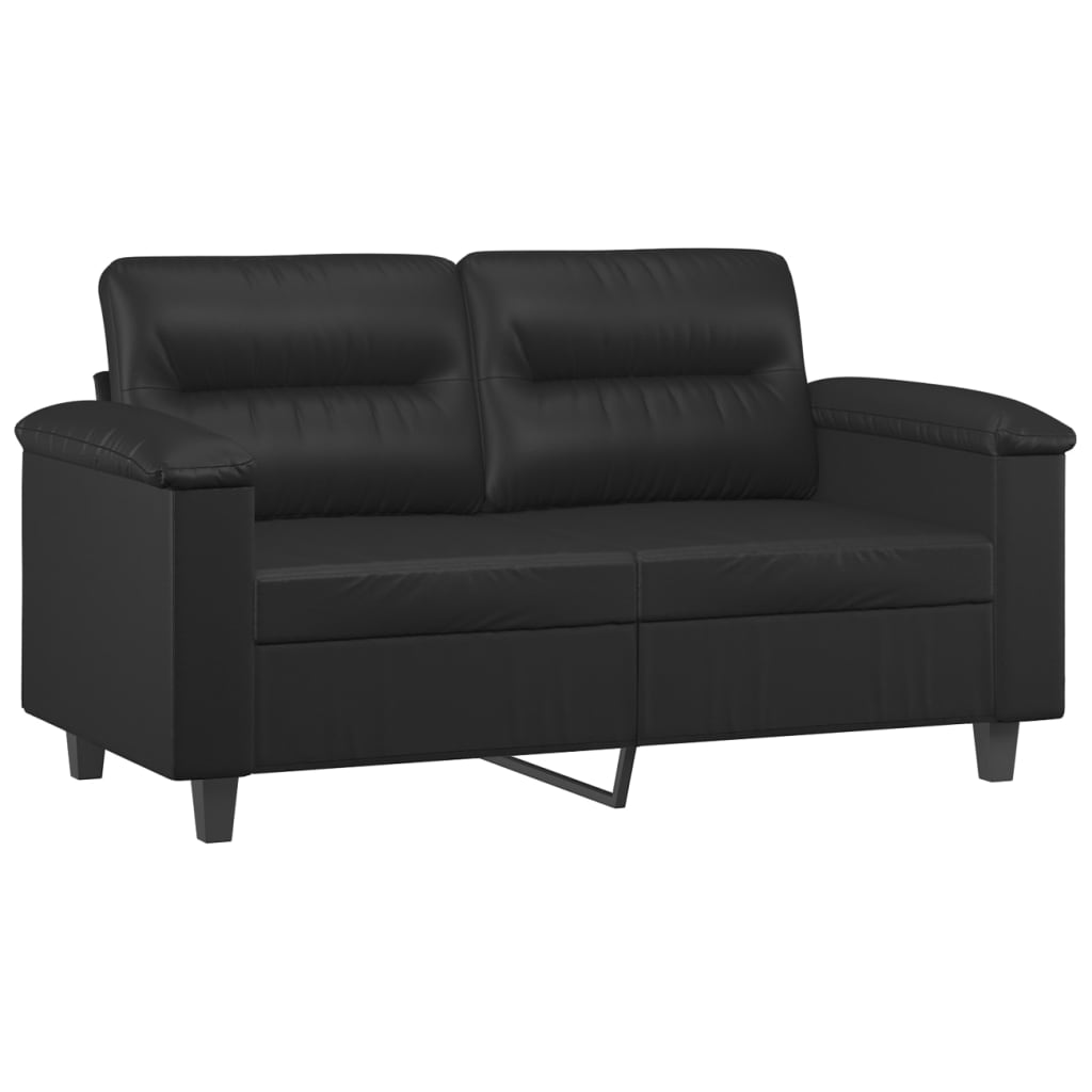 vidaXL 2 Piece Sofa Set with Pillows Black Faux Leather-1