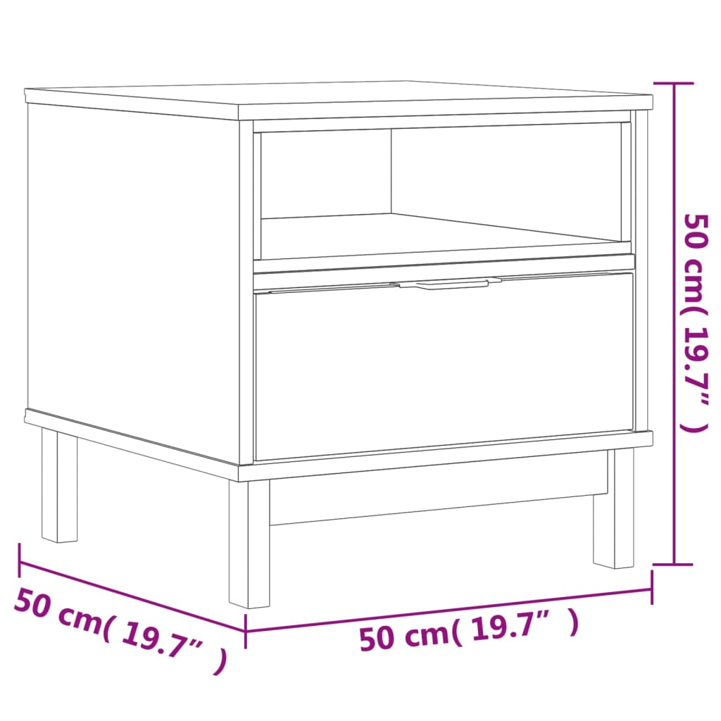 vidaXL Side Table FLAM 19.7"x19.7"x19.7" Solid Wood Pine-7
