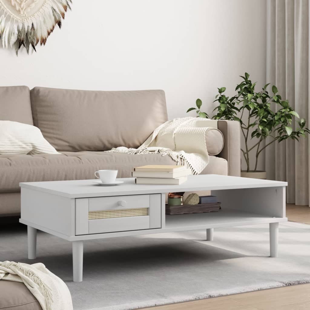 vidaXL Coffee Table Accent Storage Side Table SENJA Rattan Look Solid Wood-22