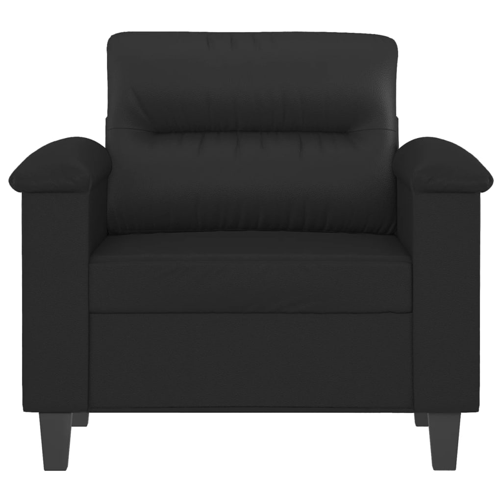vidaXL Sofa Chair Accent Upholstered Single Sofa Chair Black Faux Leather-23
