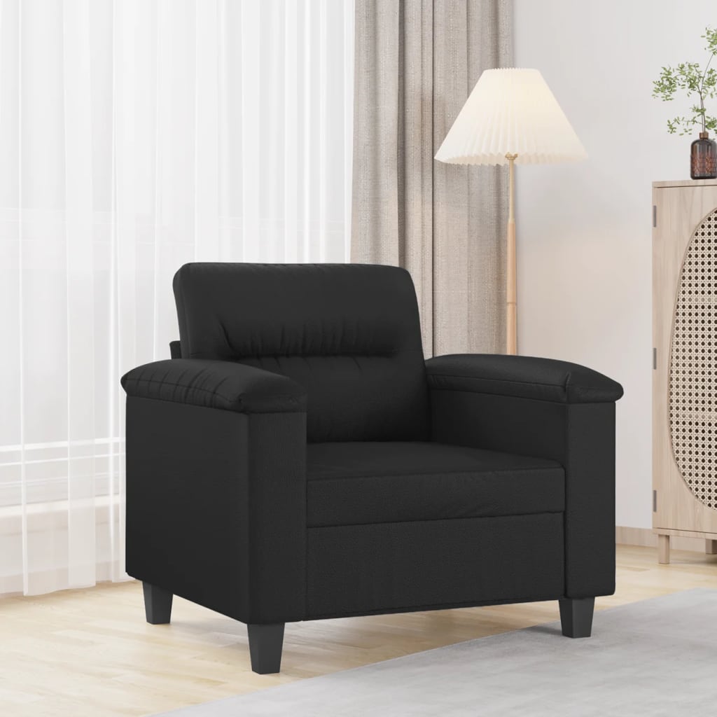 vidaXL Sofa Chair Accent Upholstered Single Sofa Chair Black Faux Leather-19