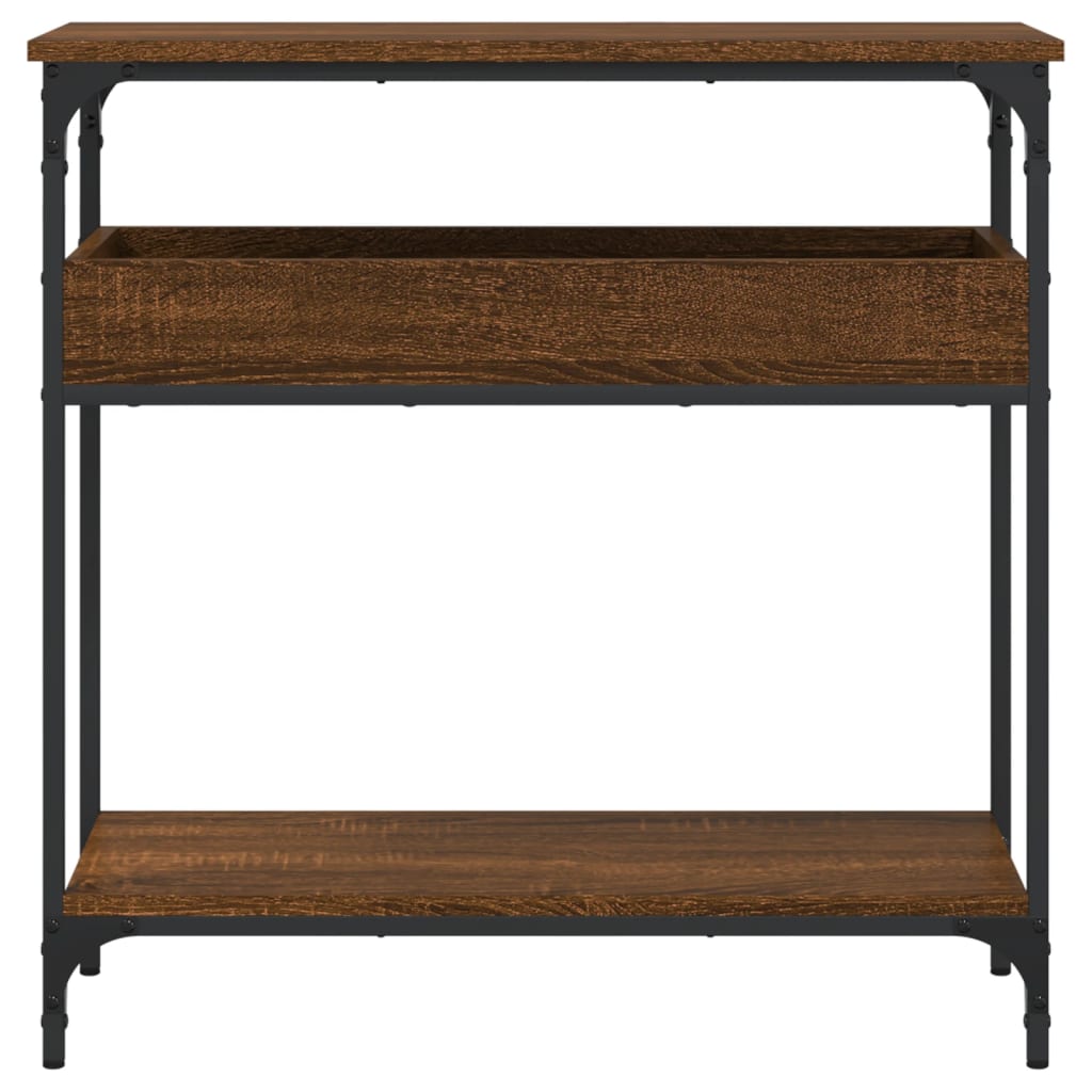 vidaXL Console Table with Shelf Brown Oak 29.5"x11.4"x29.5" Engineered Wood-3
