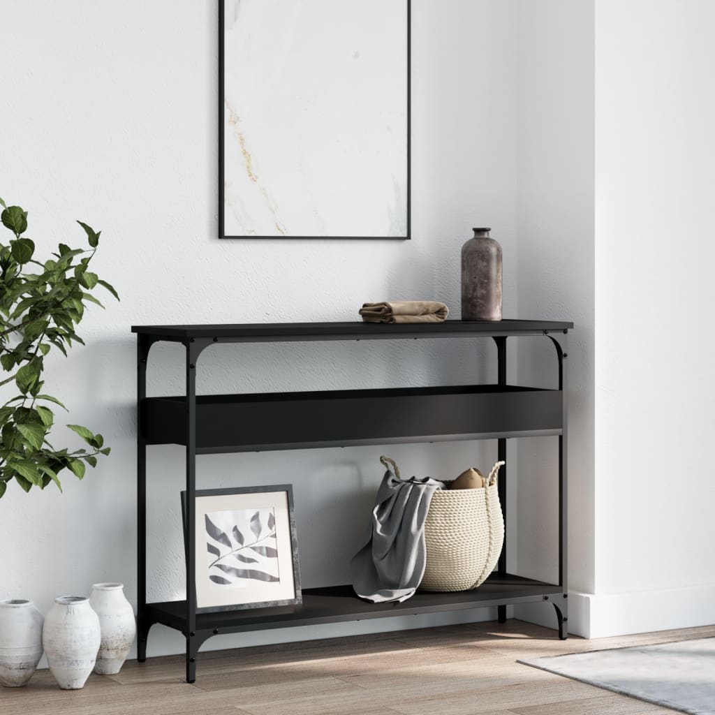 vidaXL Console Table with Shelf Black 39.4"x11.4"x29.5" Engineered Wood-1