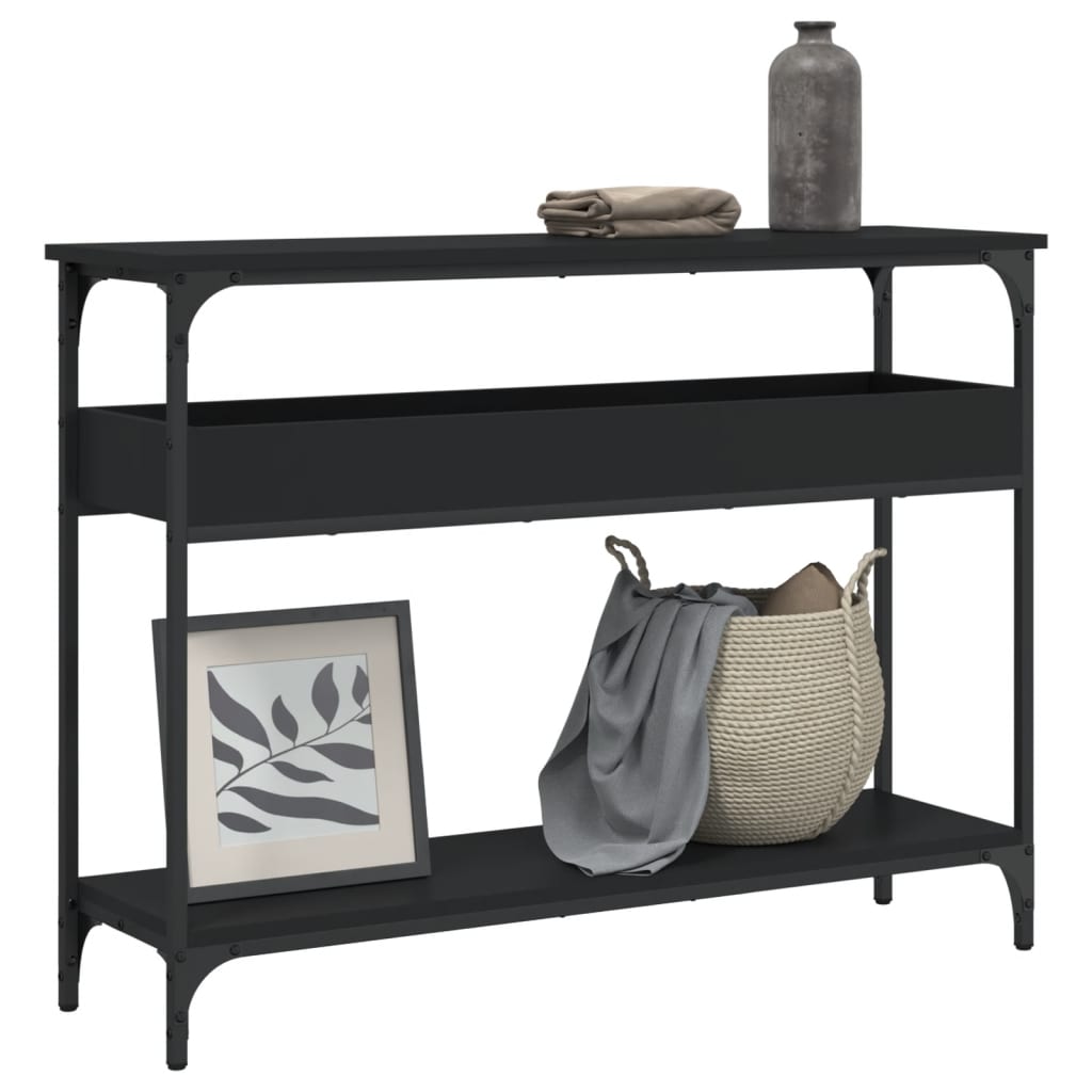 vidaXL Console Table with Shelf Black 39.4"x11.4"x29.5" Engineered Wood-0