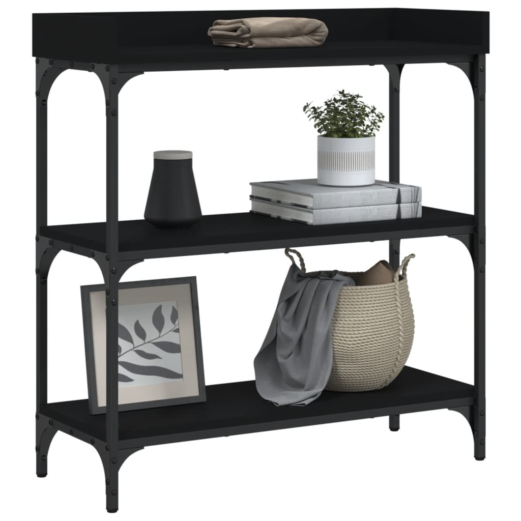 vidaXL Console Table with Shelves Black 29.5"x11.8"x31.5"-1