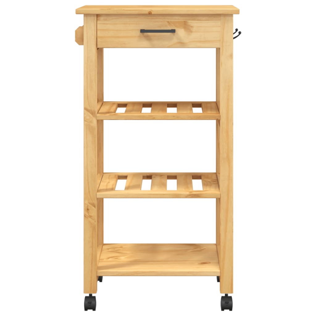 vidaXL Kitchen Trolley MONZA 18.9"x15.7"x35.4" Solid Wood Pine-4