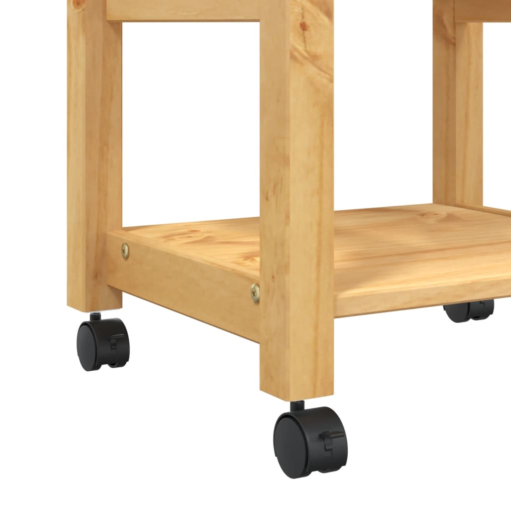 vidaXL Kitchen Trolley MONZA 18.9"x15.7"x35.4" Solid Wood Pine-7