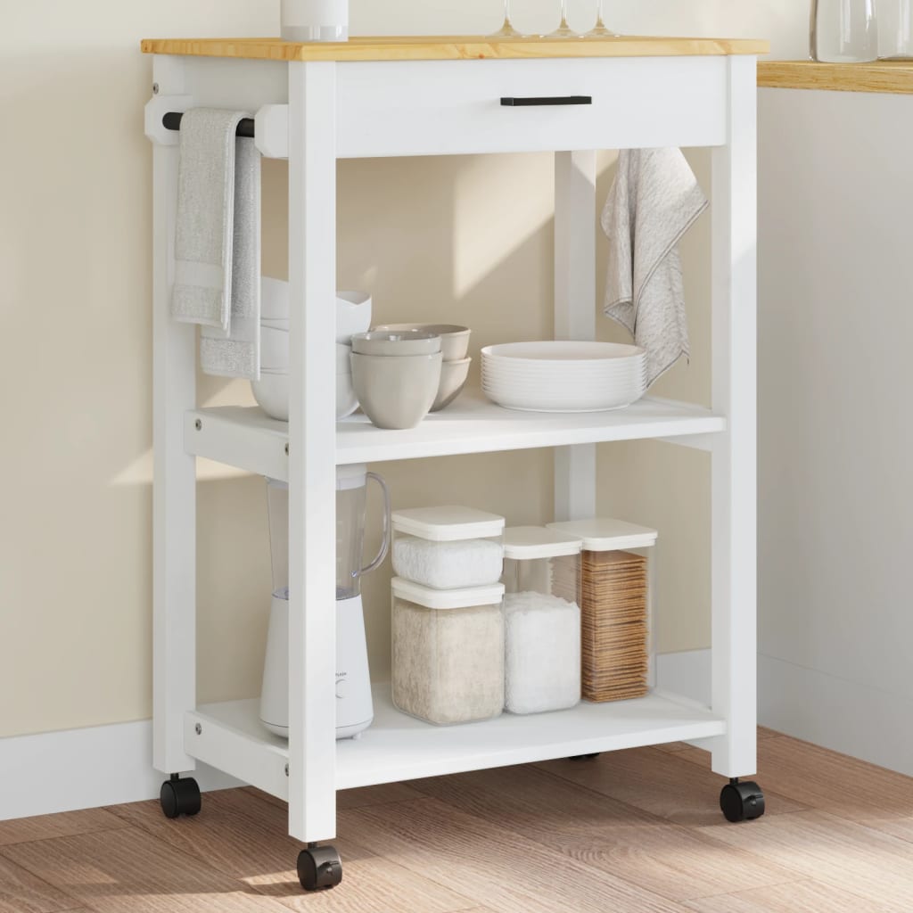 vidaXL Kitchen Trolley MONZA 23.6"x15.7"x35.4" Solid Wood Pine-0