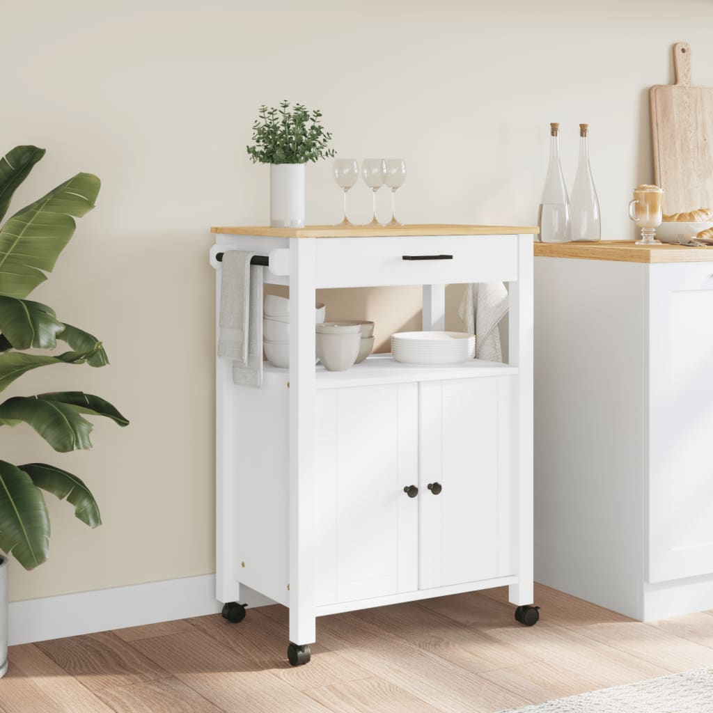 vidaXL Kitchen Trolley Rolling Cart on Wheels Living Room Solid Wood Pine-1