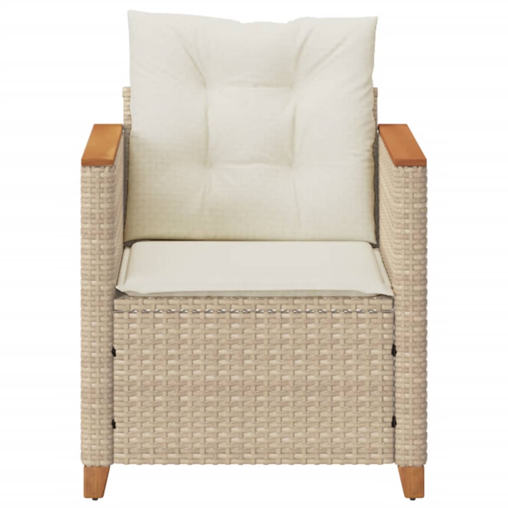 vidaXL Patio Chair with Cushions Beige Poly Rattan-4