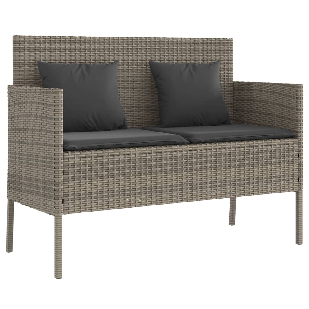 vidaXL Patio Bench with Cushions Beige Poly Rattan-10