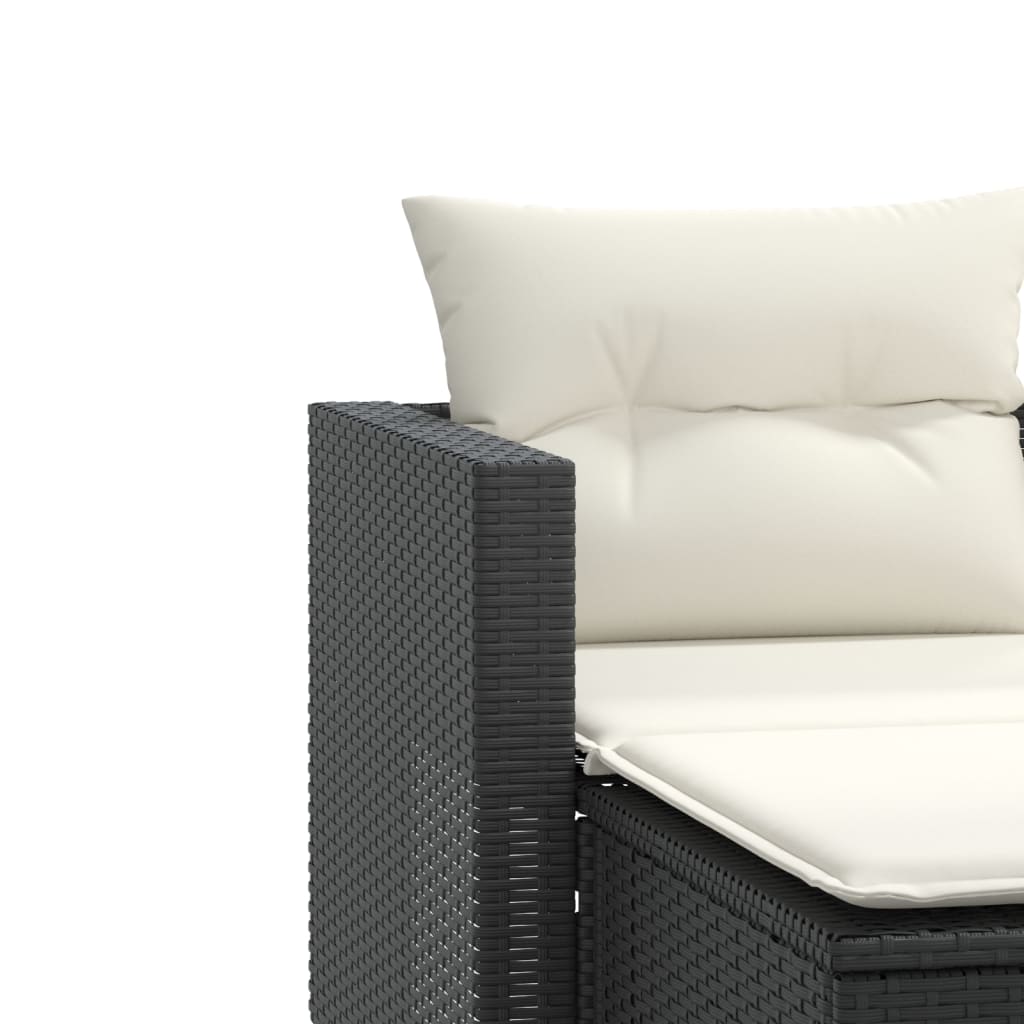 vidaXL Patio Sofa 2-Seater with Stools Black Poly Rattan-6