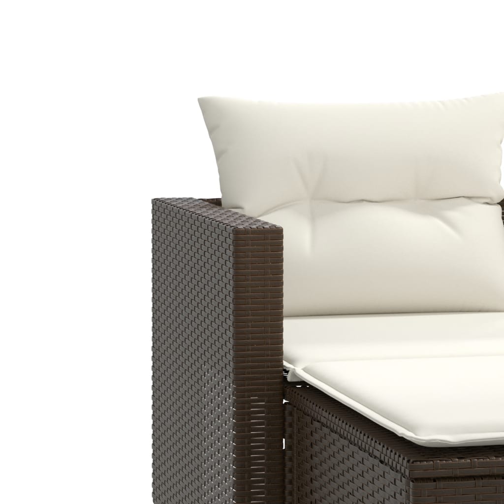 vidaXL Patio Sofa 2-Seater with Stools Brown Poly Rattan-6