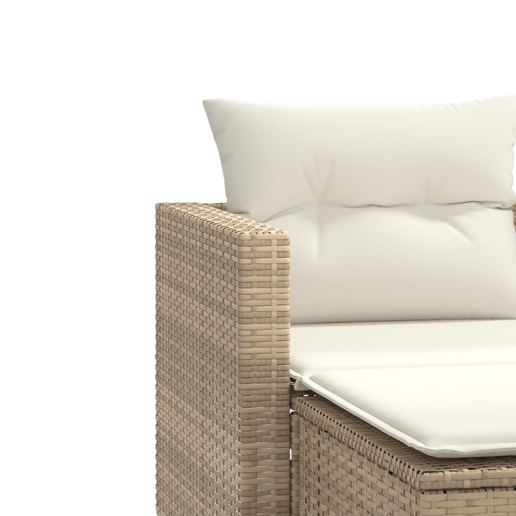vidaXL Patio Sofa 2-Seater with Stools Beige Poly Rattan-6