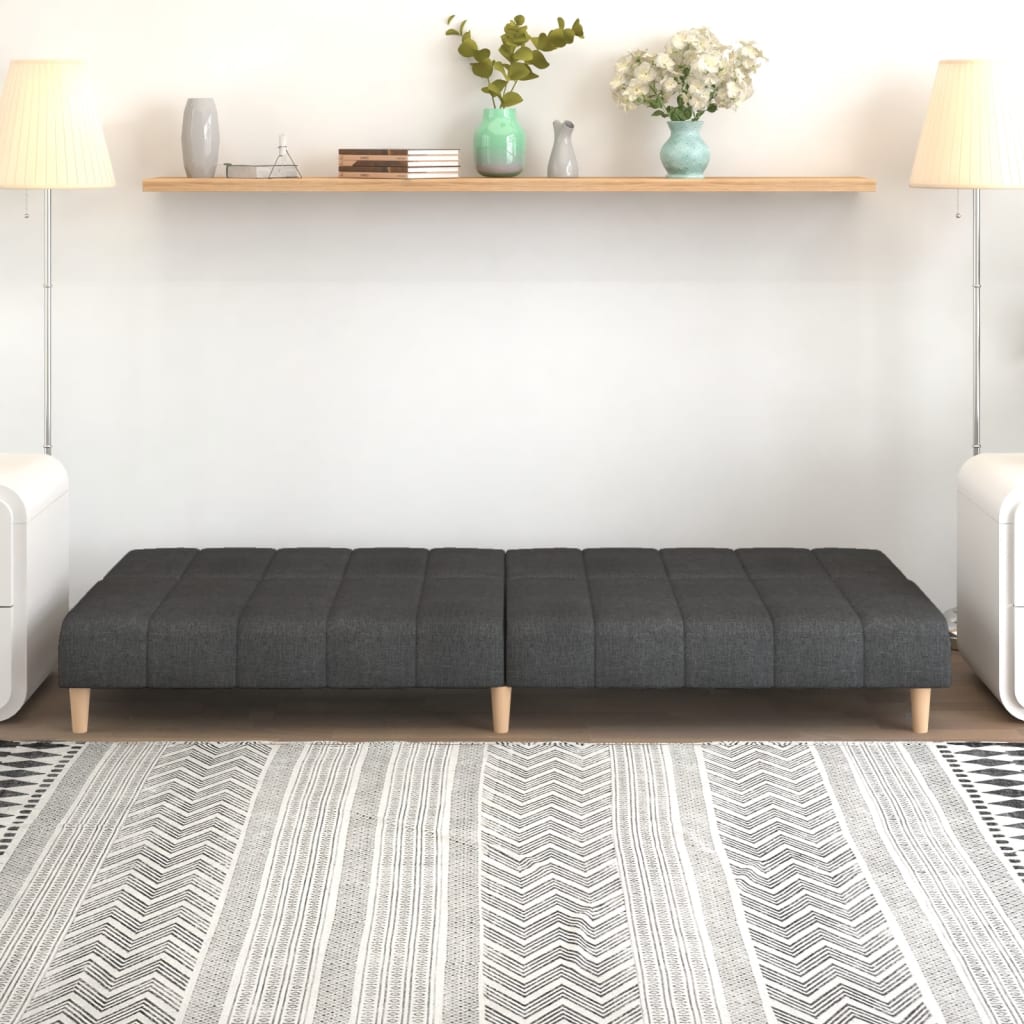 vidaXL 2-Seater Sofa Bed Dark Gray Fabric-1
