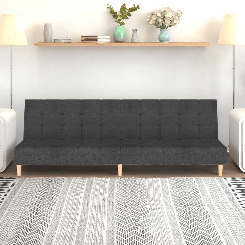 vidaXL 2-Seater Sofa Bed Dark Gray Fabric-0