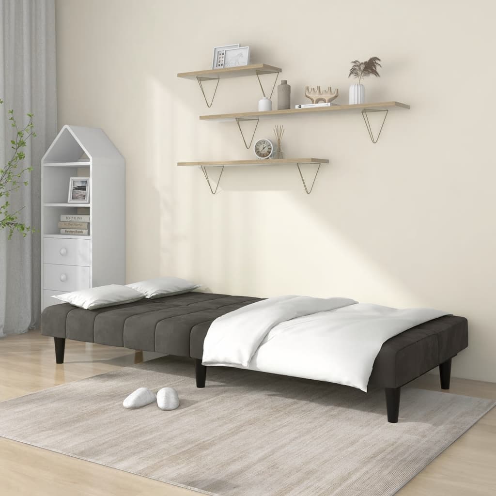 vidaXL 2-Seater Sofa Bed Dark Gray Velvet-0