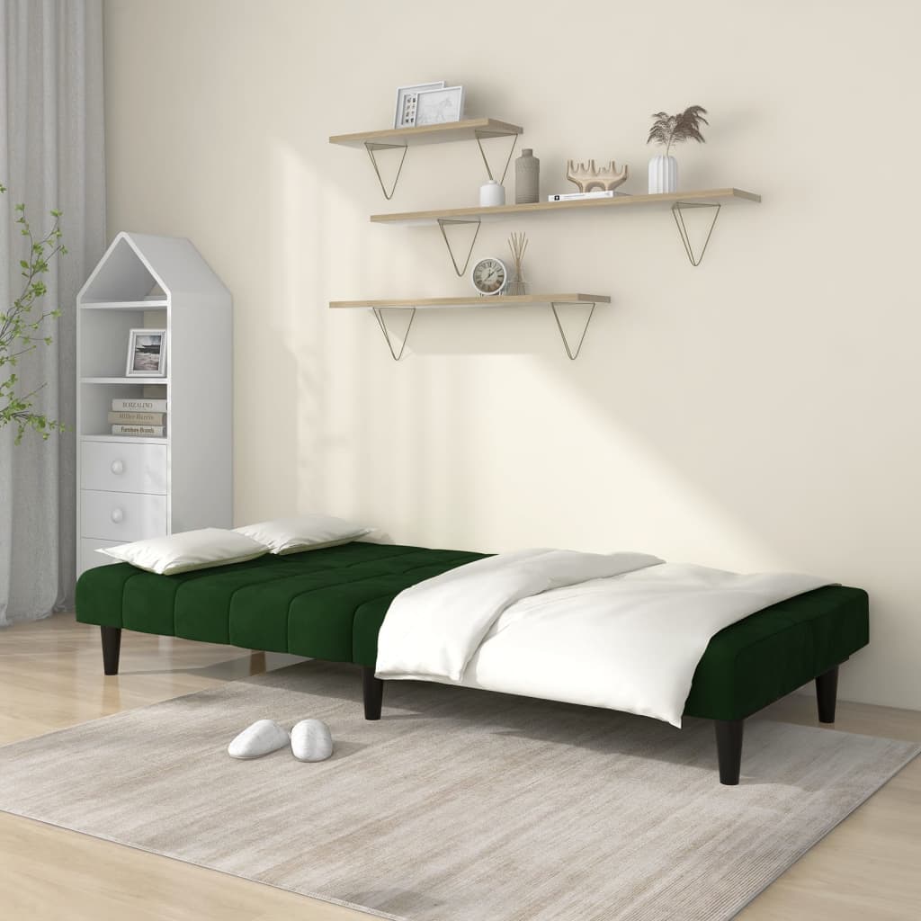 vidaXL 2-Seater Sofa Bed Dark Green Velvet-1