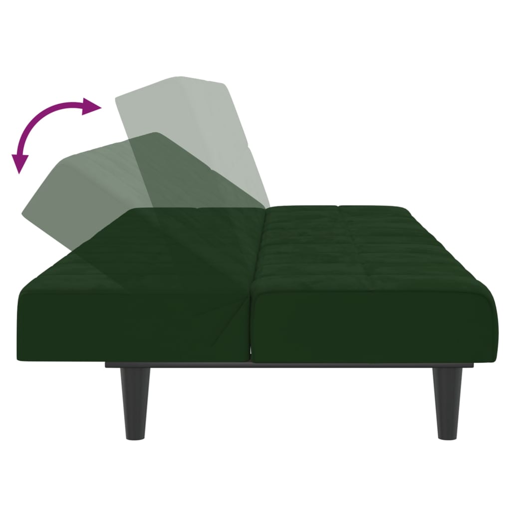vidaXL 2-Seater Sofa Bed Dark Green Velvet-6