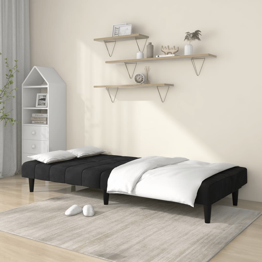 vidaXL 2-Seater Sofa Bed Black Velvet-1
