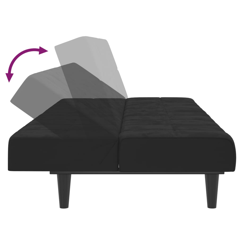 vidaXL 2-Seater Sofa Bed Black Velvet-6