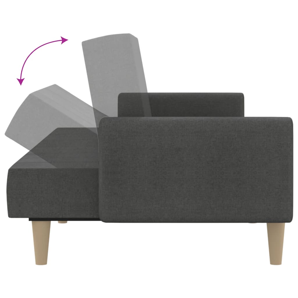 vidaXL 2-Seater Sofa Bed Dark Gray Fabric-5