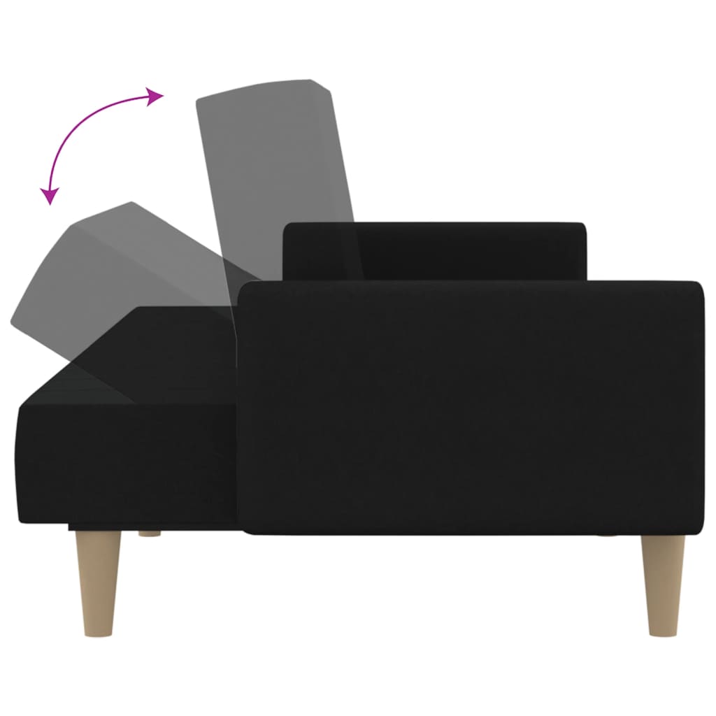 vidaXL 2-Seater Sofa Bed Black Fabric-6