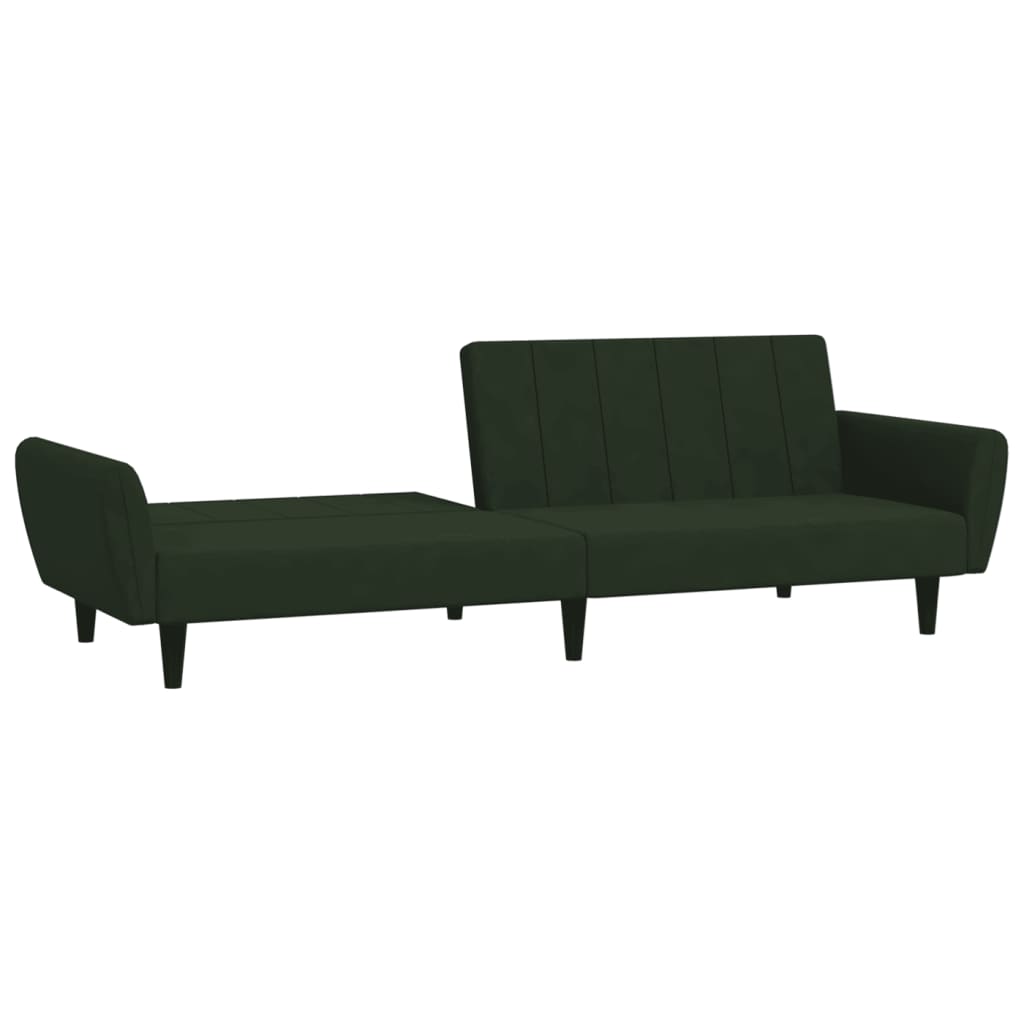 vidaXL 2-Seater Sofa Bed Dark Green Velvet-2