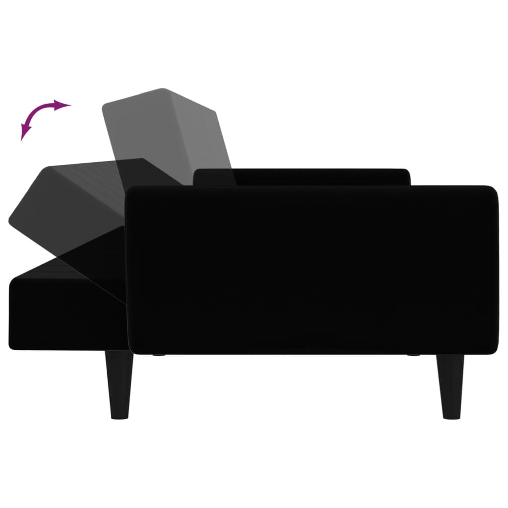 vidaXL 2-Seater Sofa Bed Black Velvet-5