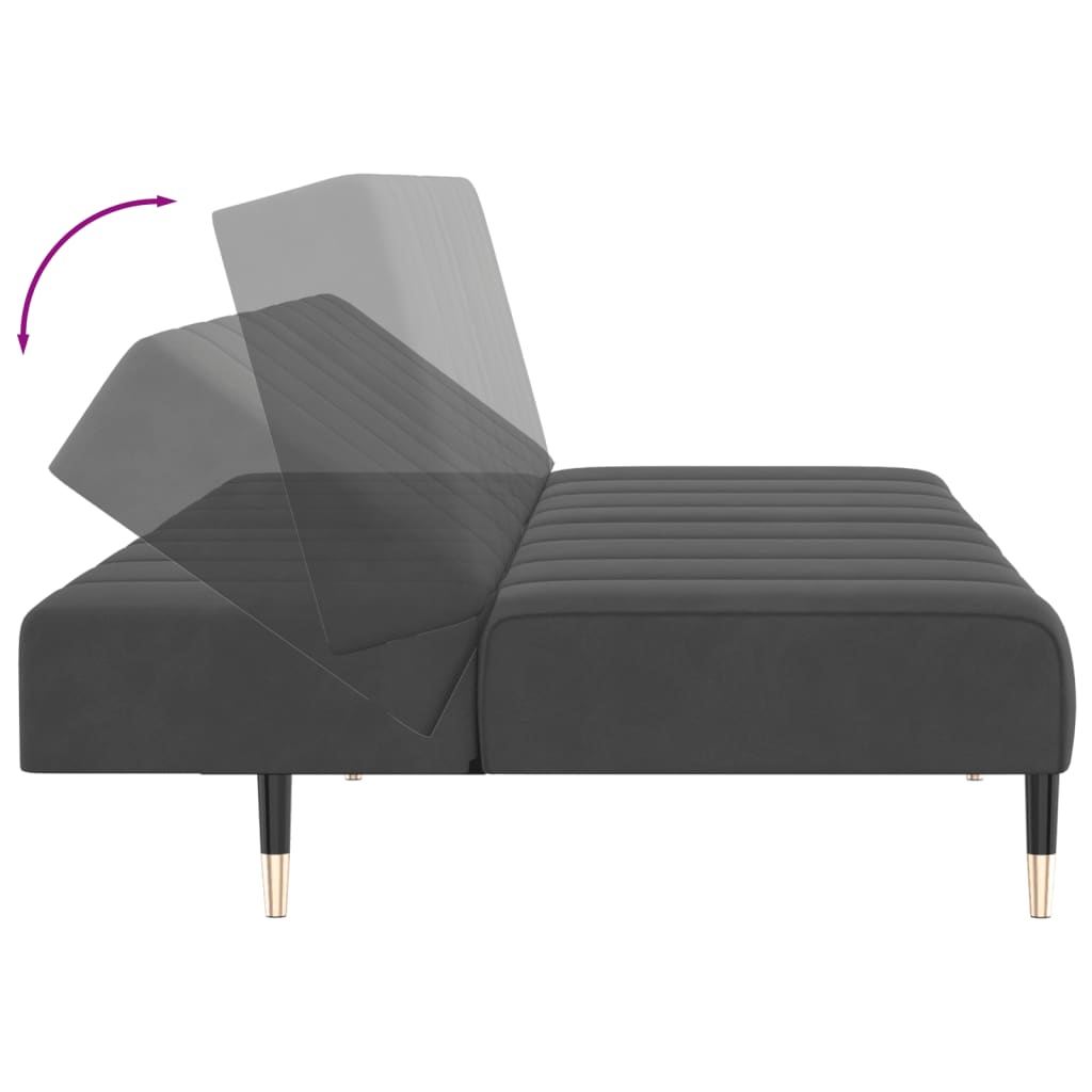 vidaXL 2-Seater Sofa Bed Dark Gray Velvet-7