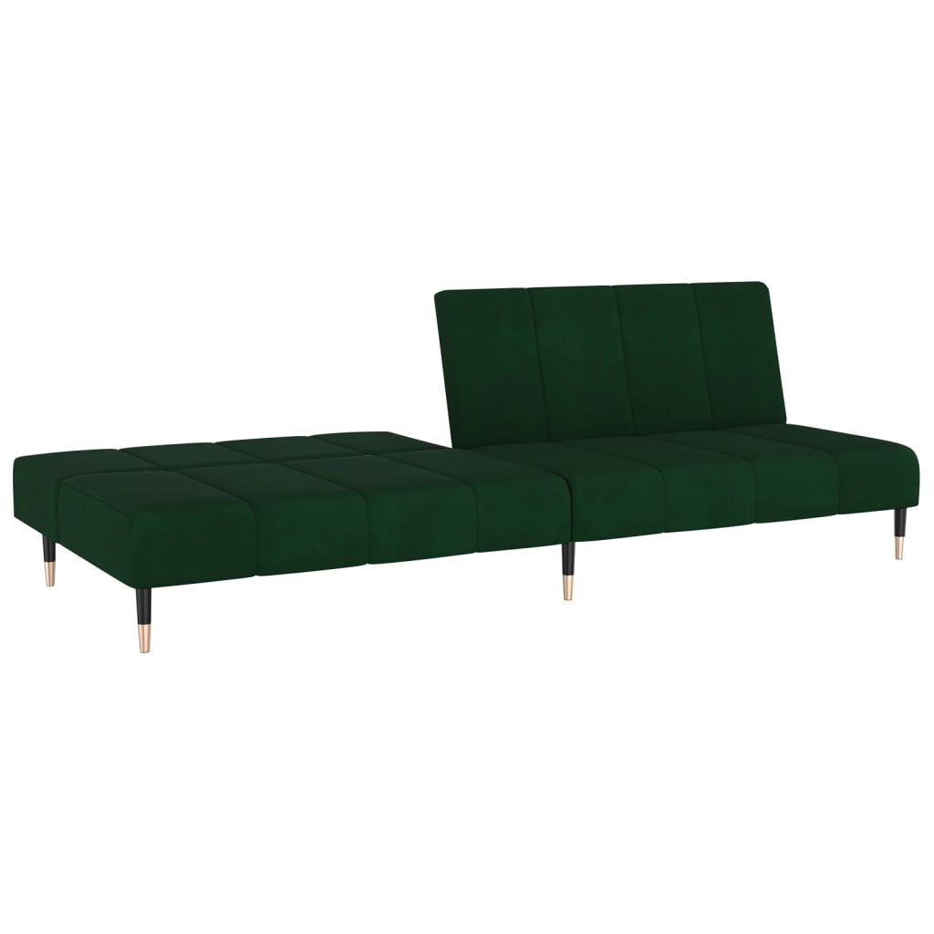 vidaXL 2-Seater Sofa Bed Dark Green Velvet-4